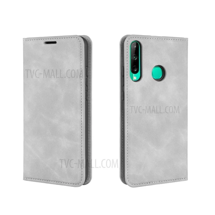 Seidiger Griff Lederportemonnaie Stand Fall Für Huawei P40 Lite E / Y7p - Grau