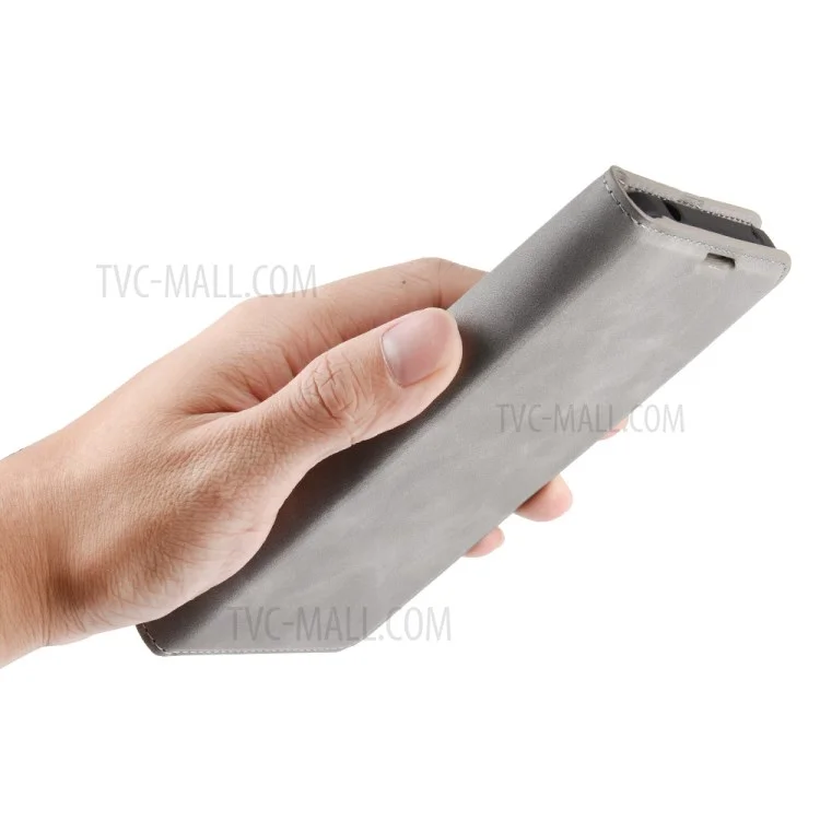 Seidiger Griff Lederportemonnaie Stand Fall Für Huawei P40 Lite E / Y7p - Grau