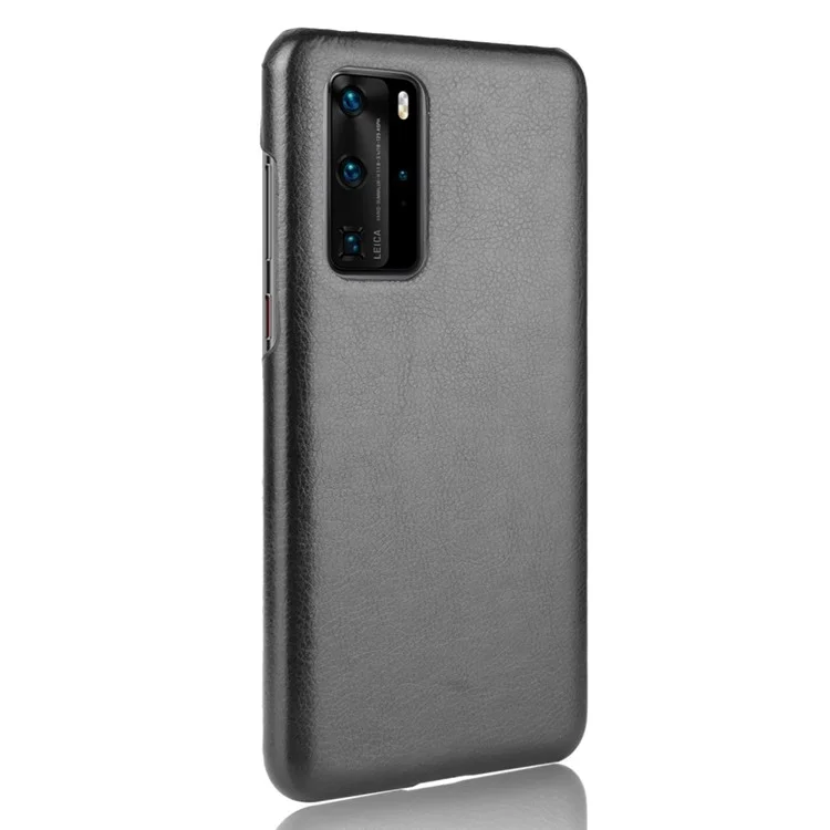 Custodia Per Telefono Ribaltabile In Pelle Di Pelle Di Litchi In Pelle Per Huawei P40 Pro - Nero