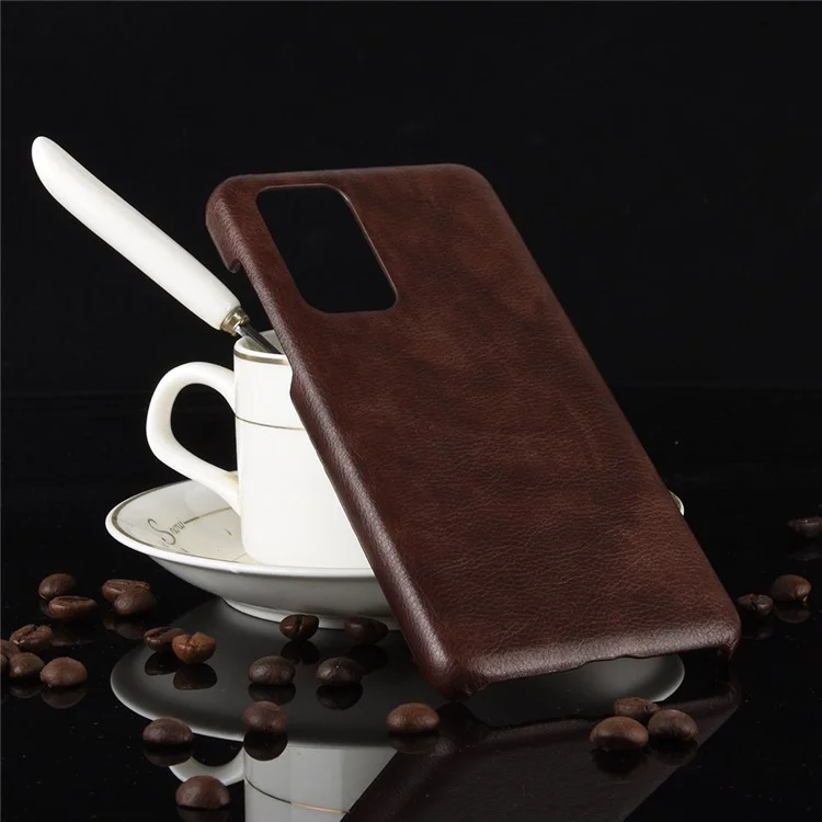 Étui de protection en cuir de litchi pour téléphone Huawei P40 Pro - Marron