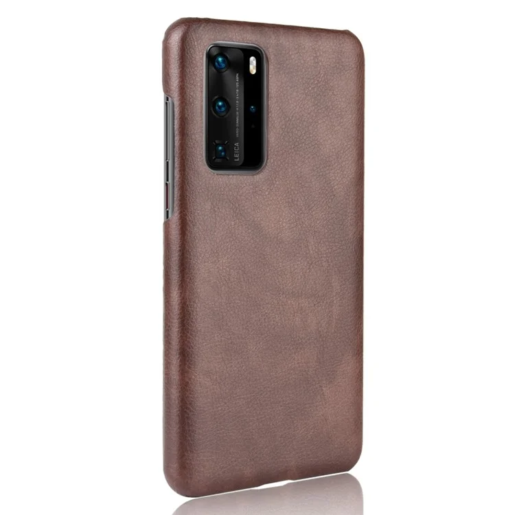 Étui de protection en cuir de litchi pour téléphone Huawei P40 Pro - Marron