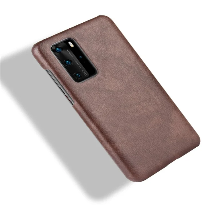 Étui de protection en cuir de litchi pour téléphone Huawei P40 Pro - Marron