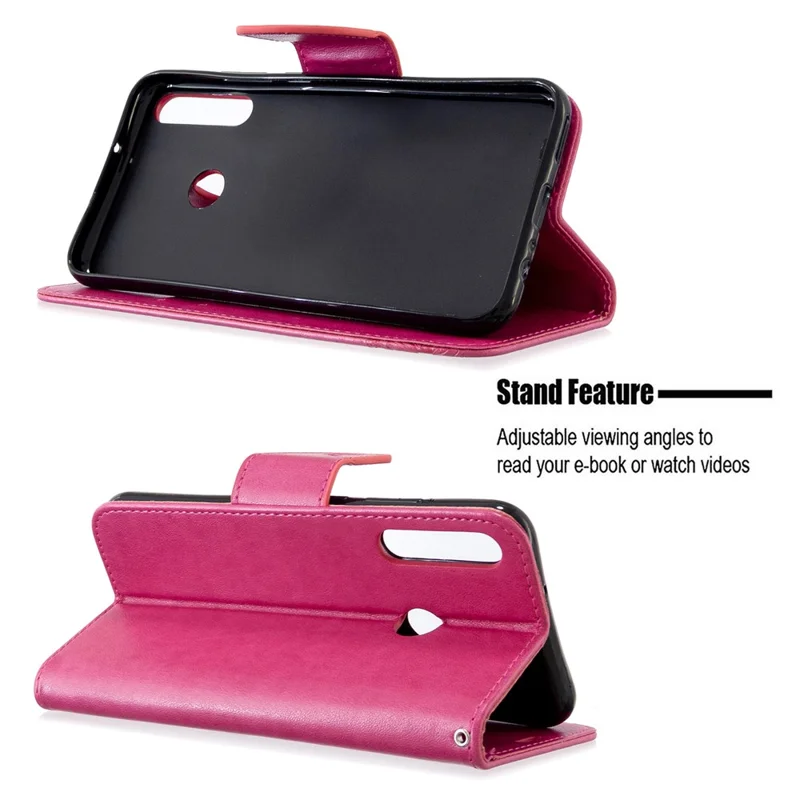 Imprint Butterfly Leather Wallet Case for Huawei P40 Lite E / Y7p - Rose