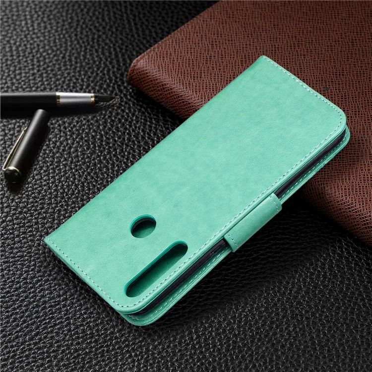 Imprint Butterfly Leather Wallet Case for Huawei P40 lite E / Y7p - Green