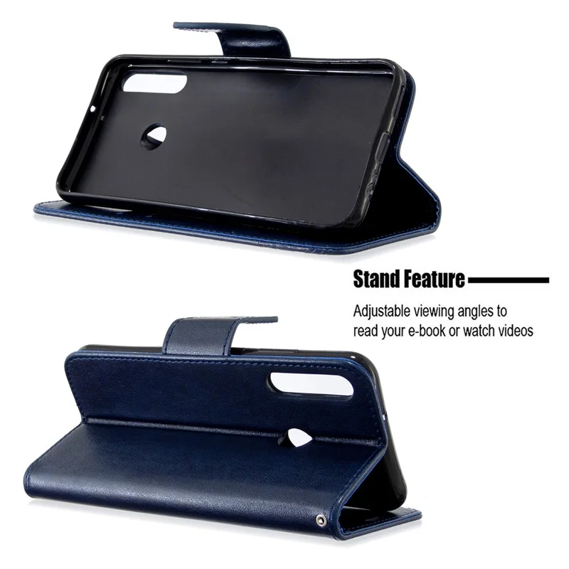 Imprint Butterfly Leather Wallet Case for Huawei P40 Lite E / Y7p - Blue