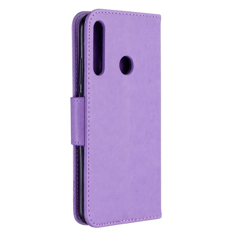 Imprint Butterfly Leather Wallet Case for Huawei P40 Lite E / Y7p - Purple