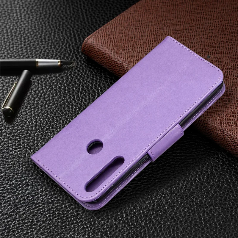 Imprint Butterfly Leather Wallet Case for Huawei P40 Lite E / Y7p - Purple
