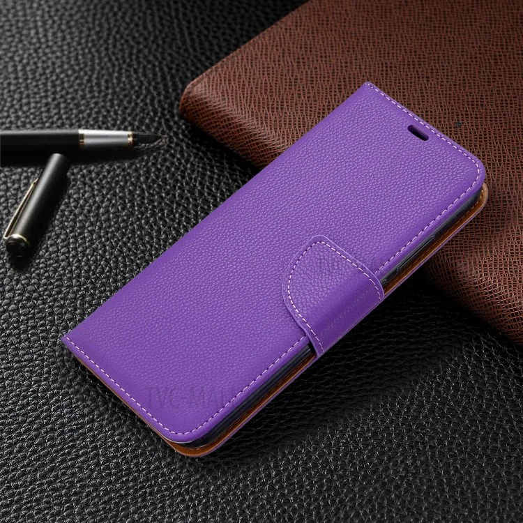 Litchi Skin Wallet Leather Case Com Cinta Para Huawei P40 Lite E/y7p/honor 9c - Roxo