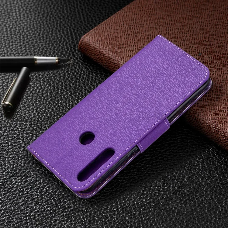 Litchi Skin Wallet Leather Case Com Cinta Para Huawei P40 Lite E/y7p/honor 9c - Roxo