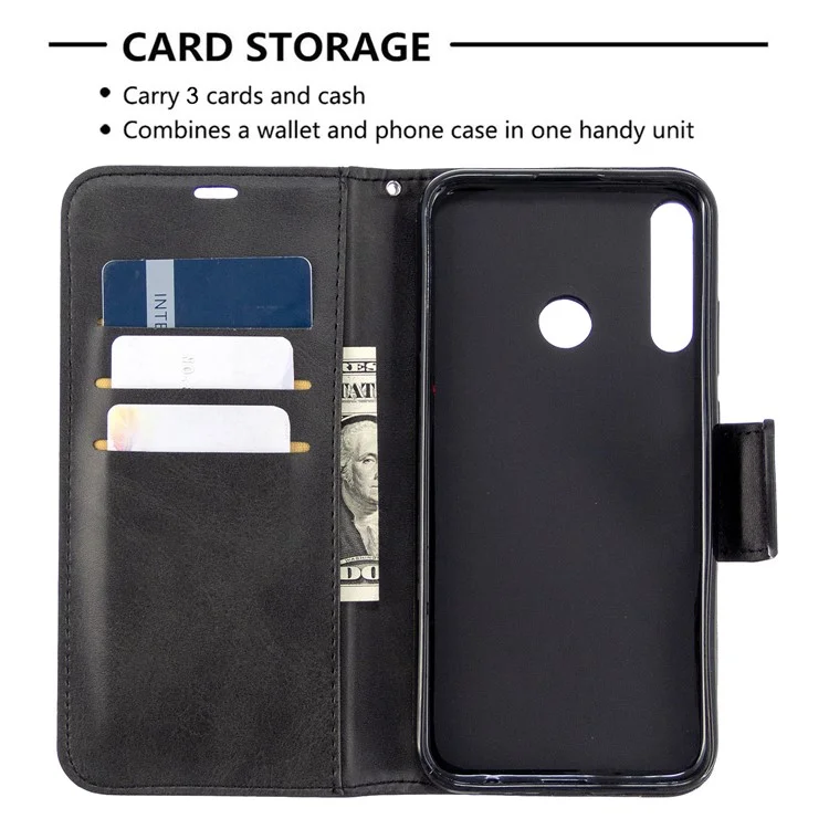 Case de Cuero de Billetera Para Huawei P40 Lite E / Y7p - Negro