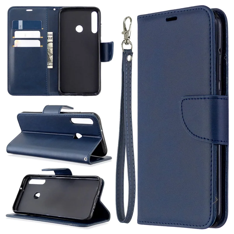 Wallet-læderstøtteetui til Huawei P40 lite E / Y7p - Blå