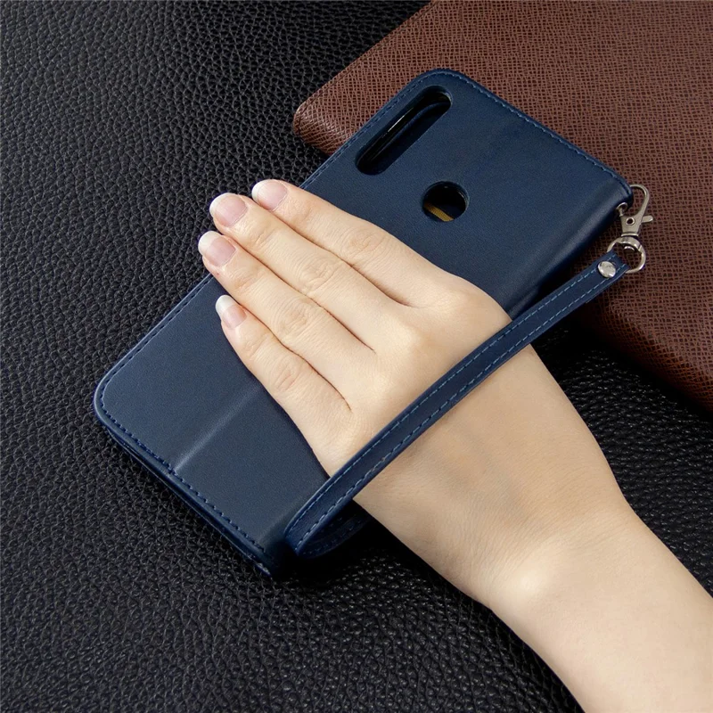 Wallet-læderstøtteetui til Huawei P40 lite E / Y7p - Blå