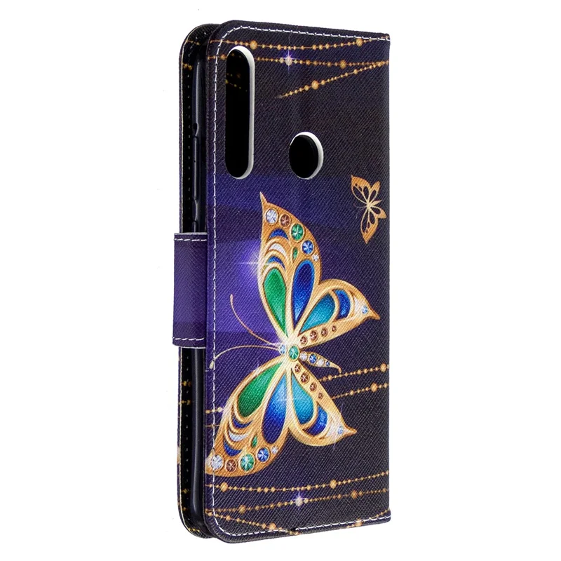 Pattern Printing Leather Wallet Case for Huawei P40 lite E / Y7p - Vivid Butterfly