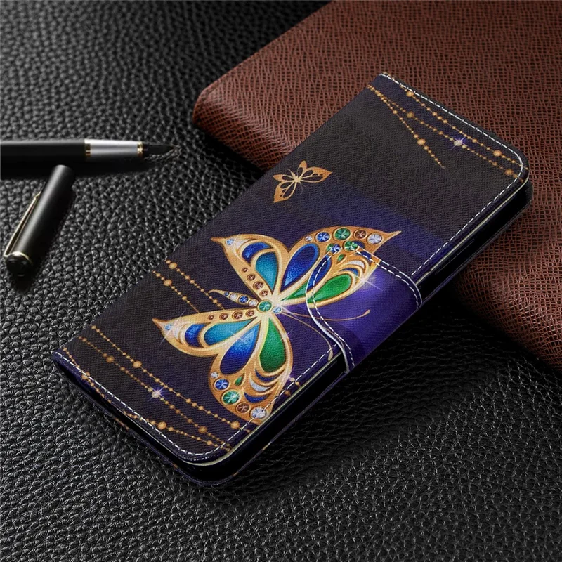 Pattern Printing Leather Wallet Case for Huawei P40 lite E / Y7p - Vivid Butterfly
