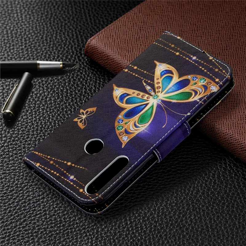Pattern Printing Leather Wallet Case for Huawei P40 lite E / Y7p - Vivid Butterfly