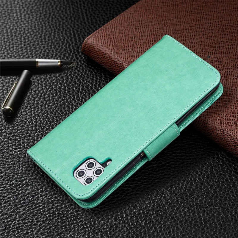 Imprint Butterflies Wallet Stand Flip Leather Phone Shell for Huawei P40 LITE / Nova 6 SE / Nova 7i - Green