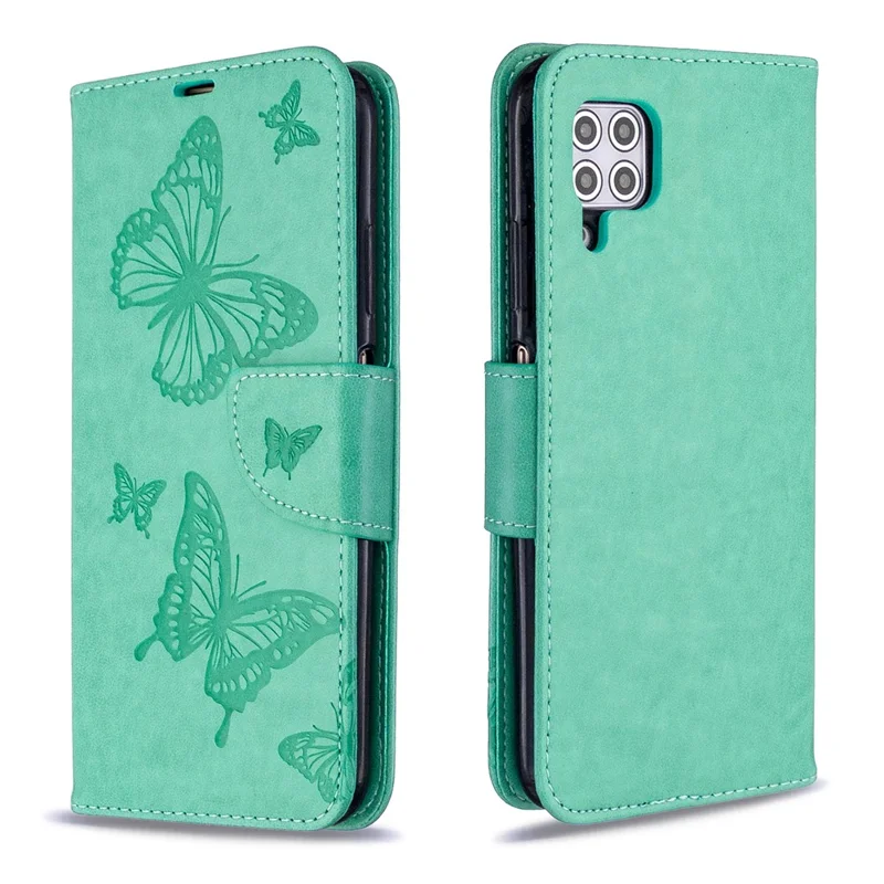 Imprint Butterflies Wallet Stand Flip Leather Phone Shell for Huawei P40 LITE / Nova 6 SE / Nova 7i - Green