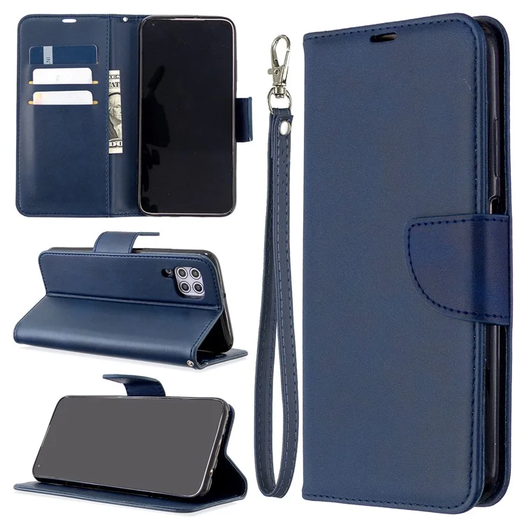 Copertina Per Cellulare in Pelle di Colore Solido Per Huawei P40 Lite/nova 6 Se/nova 7i - Blu