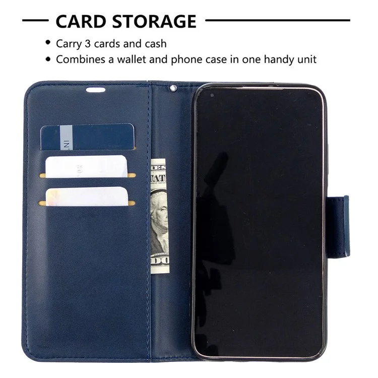Copertina Per Cellulare in Pelle di Colore Solido Per Huawei P40 Lite/nova 6 Se/nova 7i - Blu