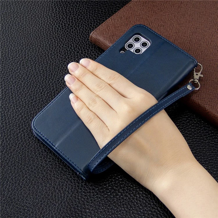 Copertina Per Cellulare in Pelle di Colore Solido Per Huawei P40 Lite/nova 6 Se/nova 7i - Blu