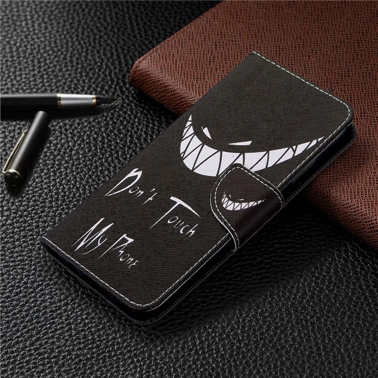 Padrão Printing Leather Wallet Shell Para Huawei P40 Lite/ Nova 7i/ Nova 6 SE - Não Toque no Meu Telefone