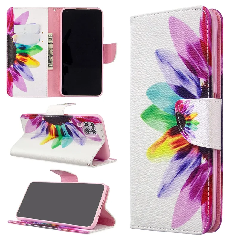 Pattern Printing Leather Wallet Shell for Huawei P40 Lite/ Nova 7i/Nova 6 SE - Colorized Flower