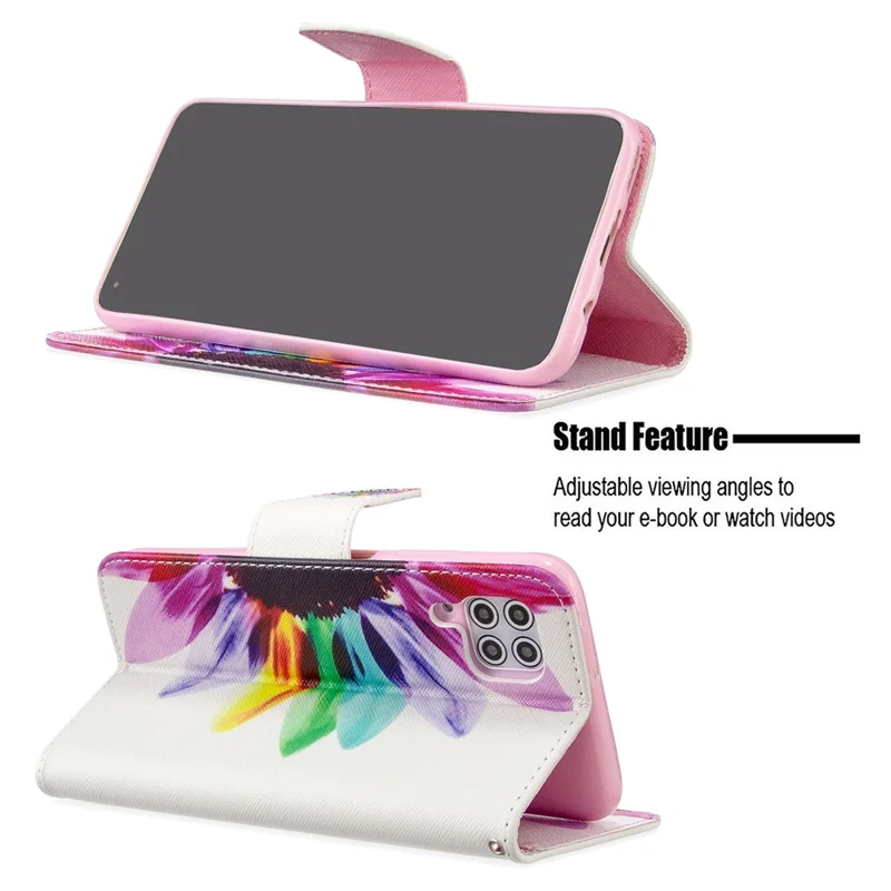 Pattern Printing Leather Wallet Shell for Huawei P40 Lite/ Nova 7i/Nova 6 SE - Colorized Flower