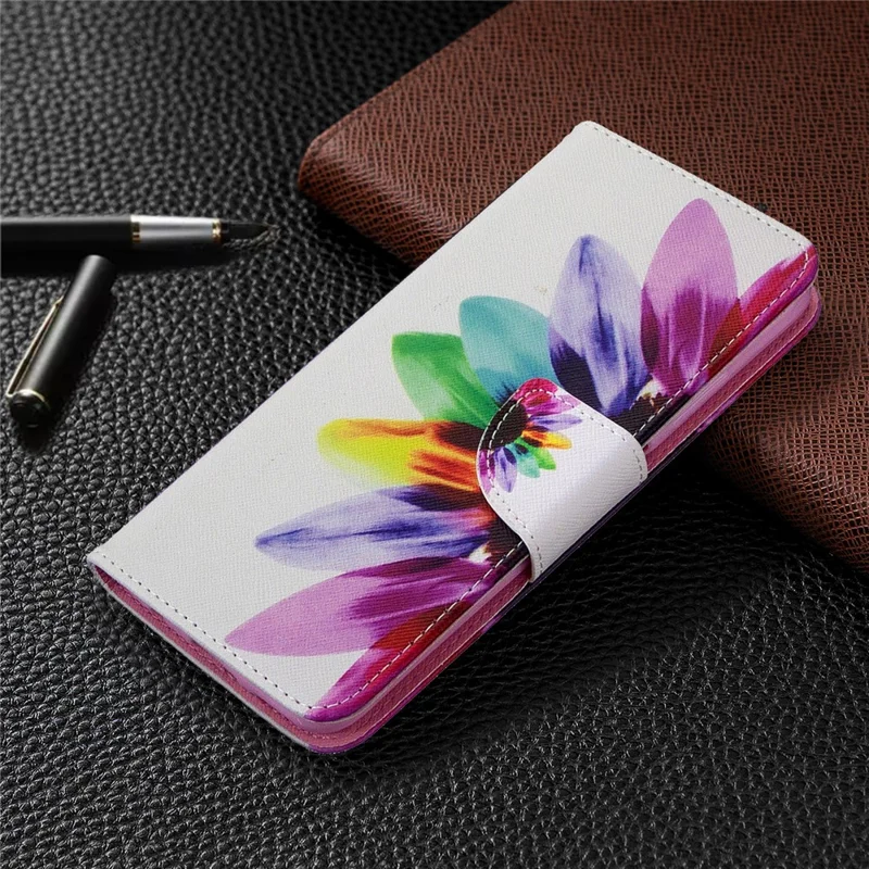 Pattern Printing Leather Wallet Shell for Huawei P40 Lite/ Nova 7i/Nova 6 SE - Colorized Flower