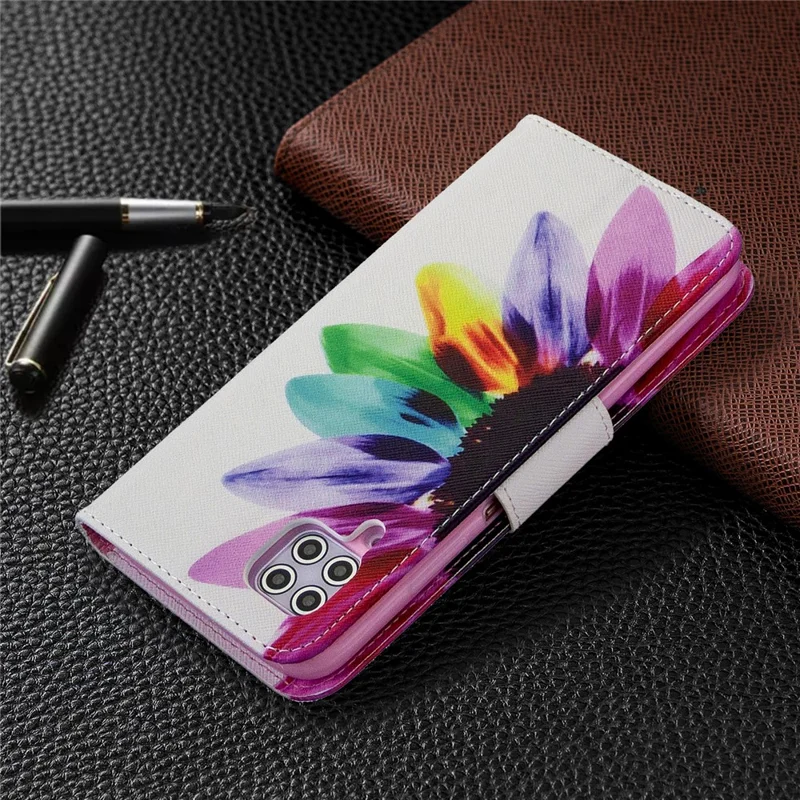 Pattern Printing Leather Wallet Shell for Huawei P40 Lite/ Nova 7i/Nova 6 SE - Colorized Flower
