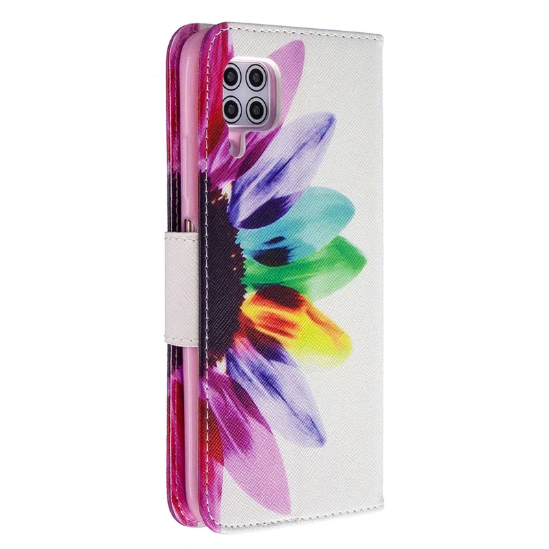 Pattern Printing Leather Wallet Shell for Huawei P40 Lite/ Nova 7i/Nova 6 SE - Colorized Flower