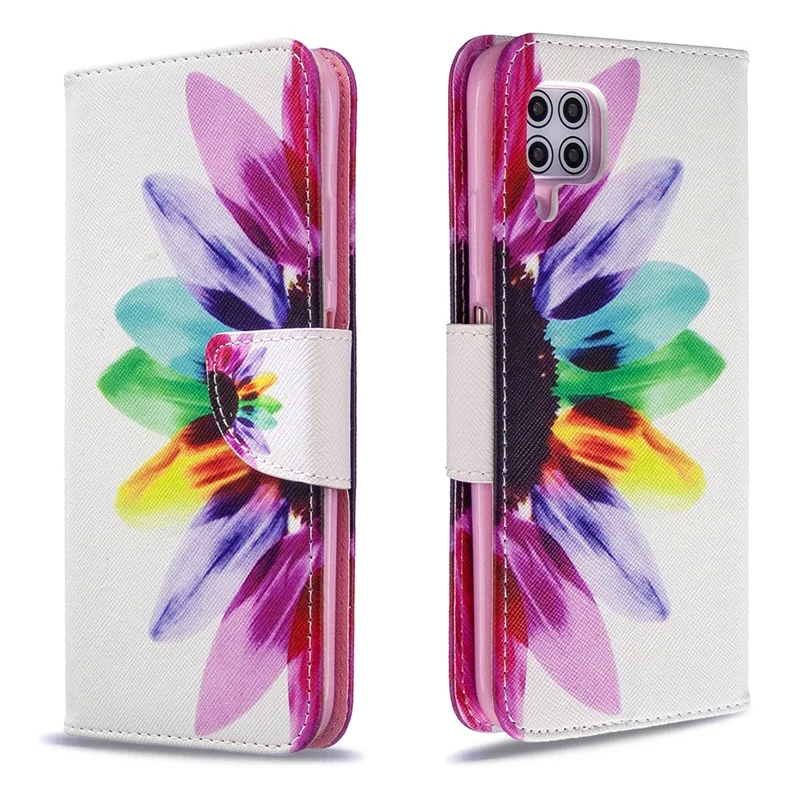 Pattern Printing Leather Wallet Shell for Huawei P40 Lite/ Nova 7i/Nova 6 SE - Colorized Flower