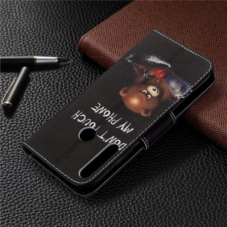 Pattern Printing Leather Wallet Shell for Huawei P40 Lite E / Y7p - Bear