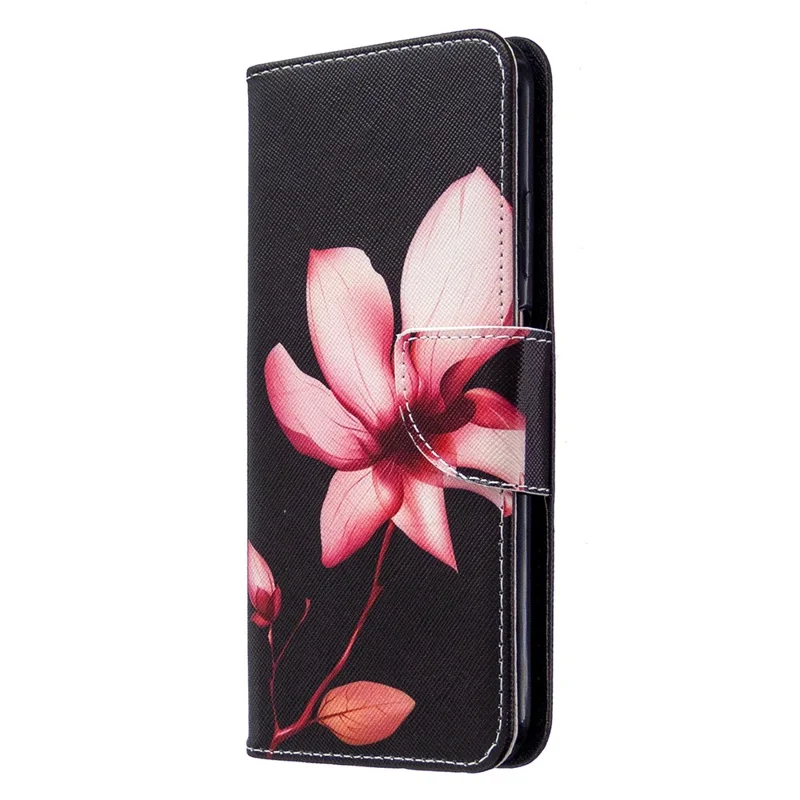Pattern Printing Wallet Stand Leather Phone Flip Case for Huawei P40 lite/nova 6 SE/Nova 7i - Red Flowers