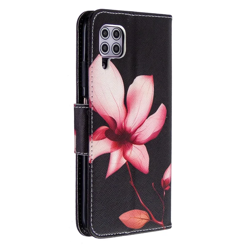 Pattern Printing Wallet Stand Leather Phone Flip Case for Huawei P40 lite/nova 6 SE/Nova 7i - Red Flowers