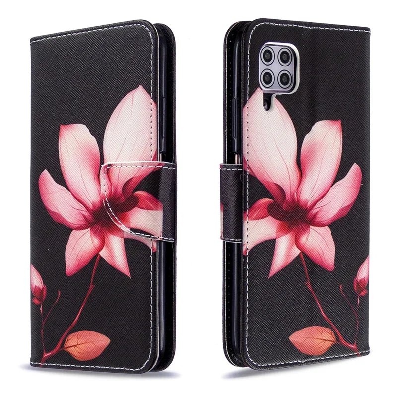 Pattern Printing Wallet Stand Leather Phone Flip Case for Huawei P40 lite/nova 6 SE/Nova 7i - Red Flowers