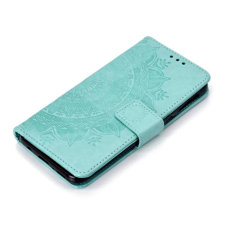 Impronta Del Portafoglio in Pelle Fiore Custodia Per Huawei P40 Lite E / Y7p - Ciano