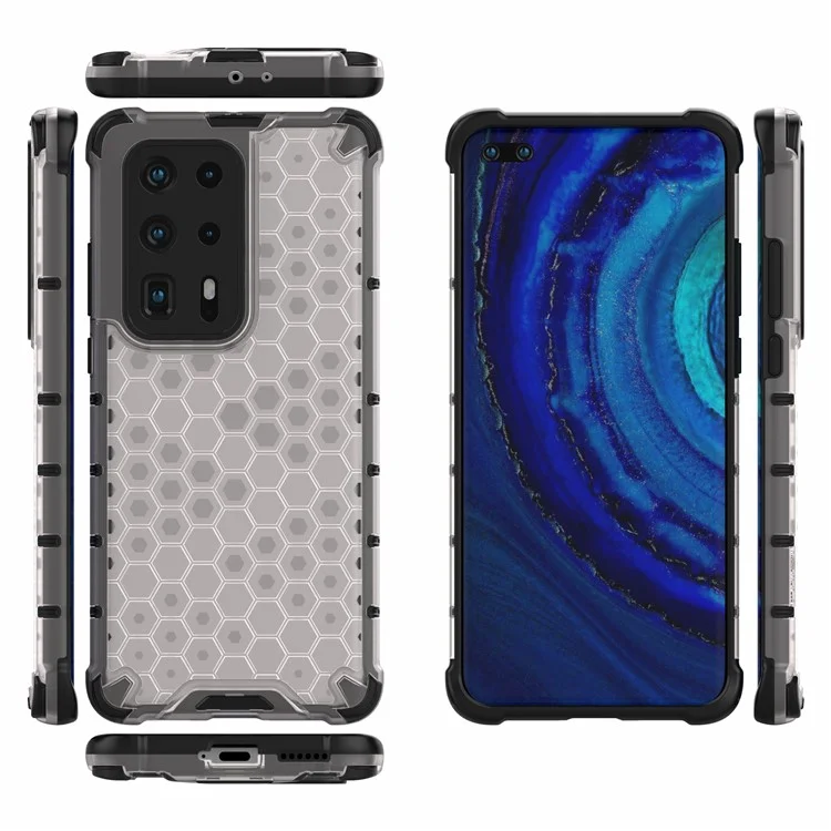 Honeycomb Pattern Shock-proof TPU + PC Hybrid Case for Huawei P40 Pro Plus - White