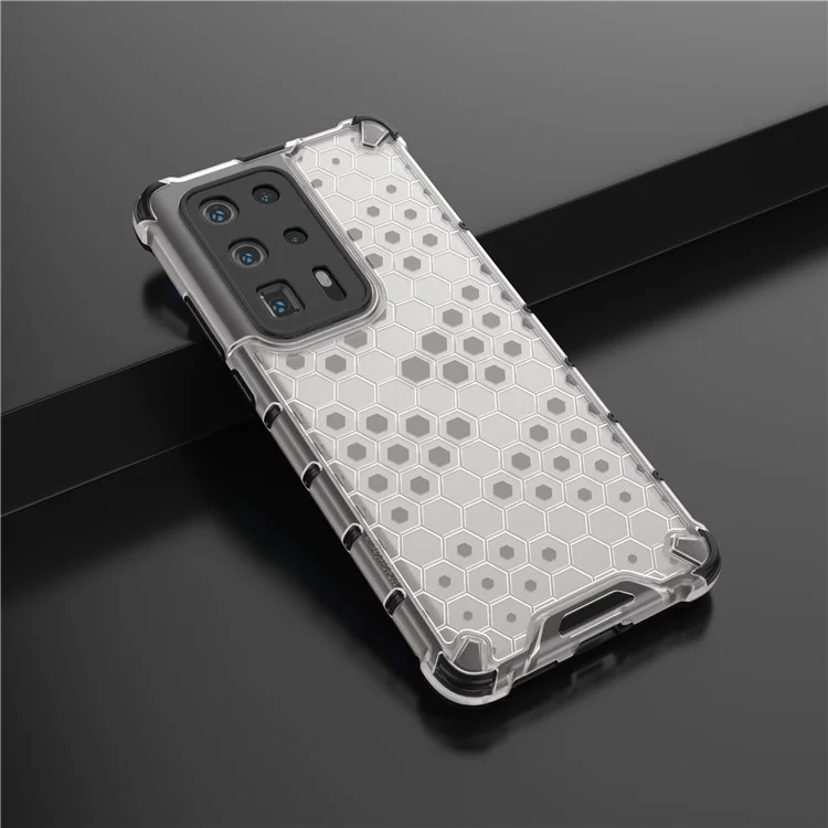 Honeycomb Pattern Shock-proof TPU + PC Hybrid Case for Huawei P40 Pro Plus - White