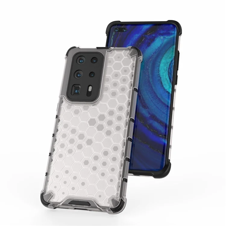 Honeycomb Pattern Shock-proof TPU + PC Hybrid Case for Huawei P40 Pro Plus - White