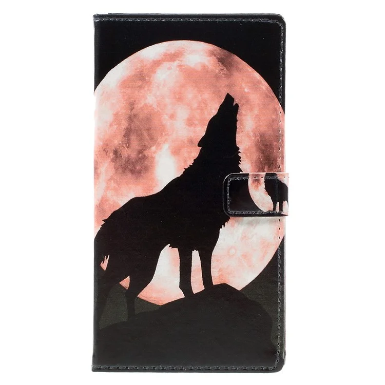 Pattern Printing Wallet Leather Stand Case for Huawei P9 - Wolf Yelling to the Sky