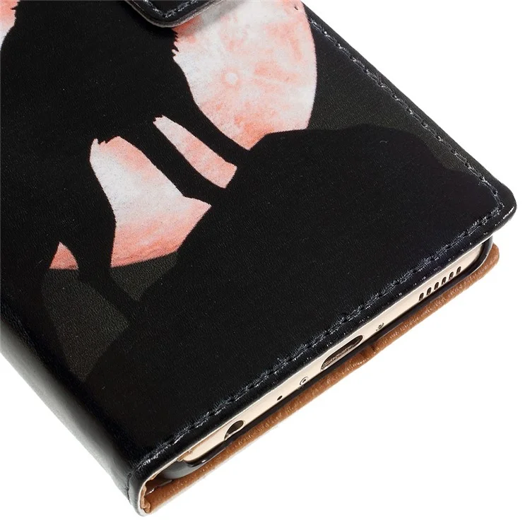 Pattern Printing Wallet Leather Stand Case for Huawei P9 - Wolf Yelling to the Sky