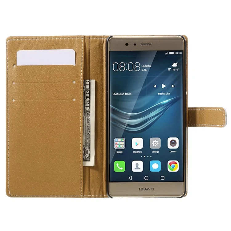 Pattern Printing Wallet Leather Stand Case for Huawei P9 - Wolf Yelling to the Sky