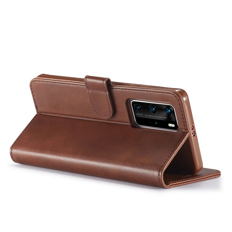 LC.IMEEKE Leather Wallet Stand Cover Case for Huawei P40 - Coffee