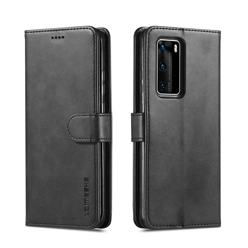 LC.IMEEKE Leather Wallet Stand Cover Case for Huawei P40 - Black