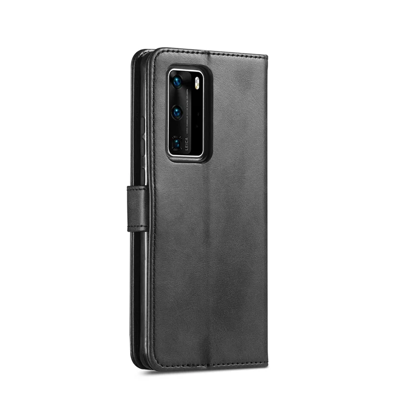 LC.IMEEKE Leather Wallet Stand Cover Case for Huawei P40 - Black