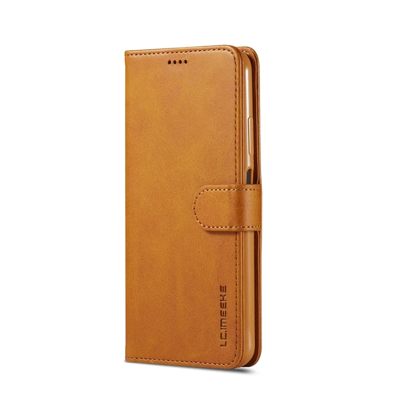 LC.IMEEKE Leather Wallet Stand Case for Huawei P40 Lite/Nova 6 SE/Nova 7i - Brown