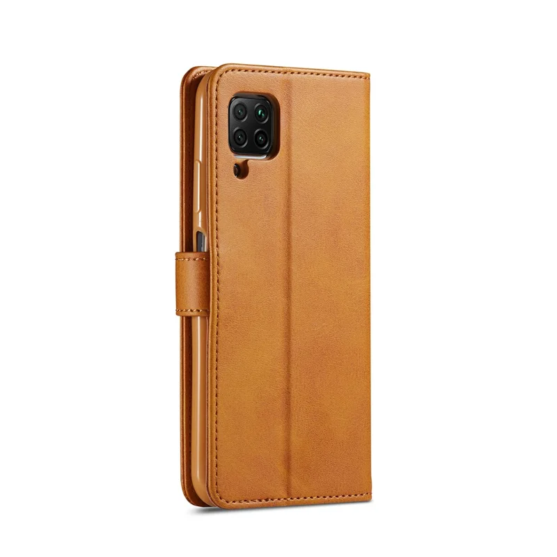 LC.IMEEKE Leather Wallet Stand Case for Huawei P40 Lite/Nova 6 SE/Nova 7i - Brown