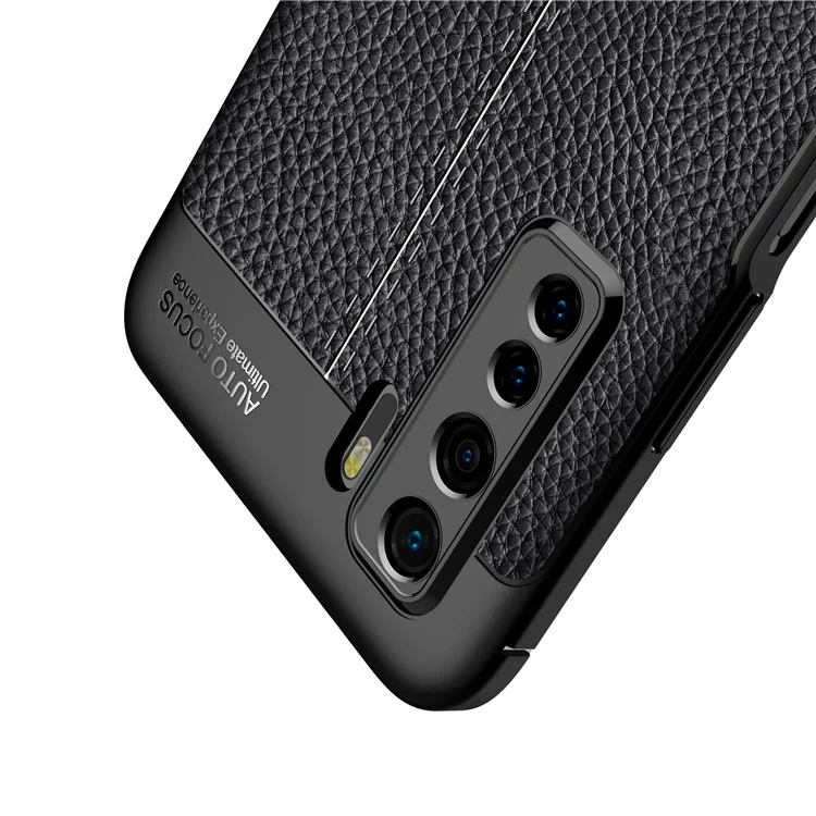 Custodia morbida per telefono cellulare Litchi Texture TPU per Huawei nova 7 SE/P40 lite 5G - Nero