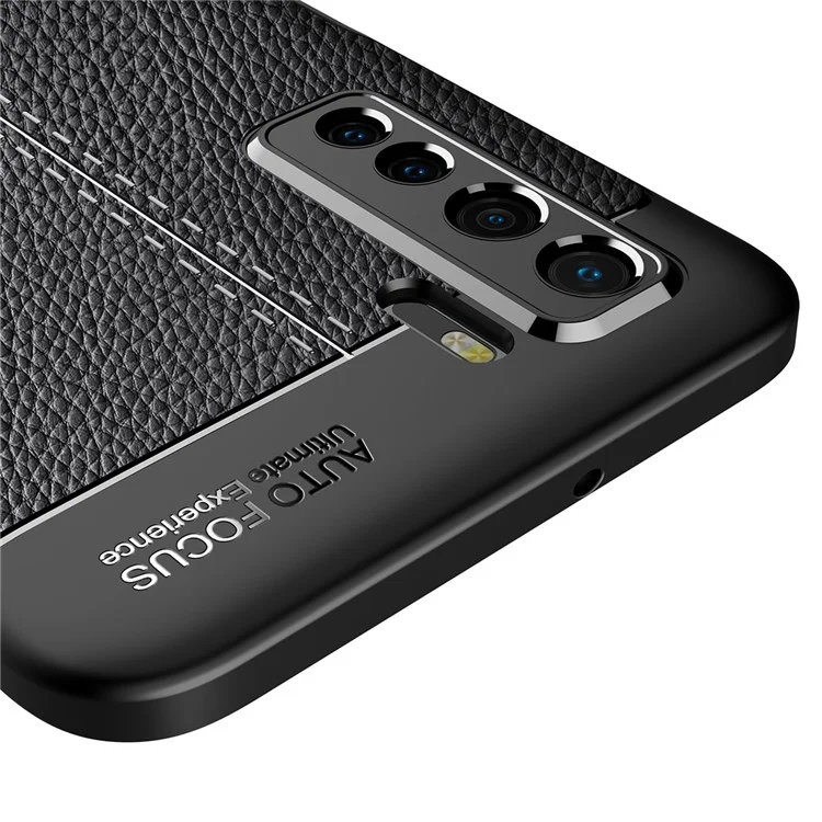 Custodia morbida per telefono cellulare Litchi Texture TPU per Huawei nova 7 SE/P40 lite 5G - Nero