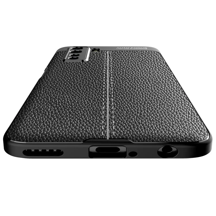 Custodia morbida per telefono cellulare Litchi Texture TPU per Huawei nova 7 SE/P40 lite 5G - Nero